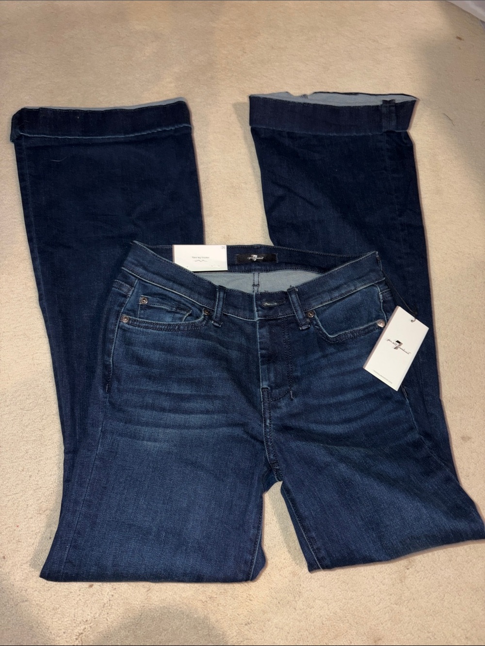 7 For All Mankind Dark Blue Flare Jeans